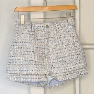 Light Blue Tweed Mini Skirt Skort Fall Shorts Size 0 Boucle Shimmer